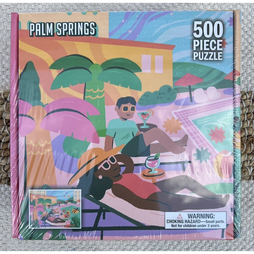 Palm Springs Poolside Vacation Puzzle 500 Pieces De Bored Artist Inspired Sealed